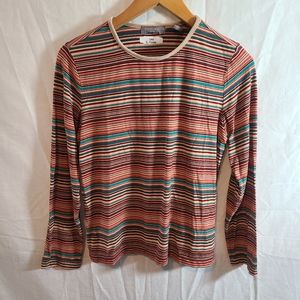 Kate Hill Petite Strip Long Sleeve Shirt